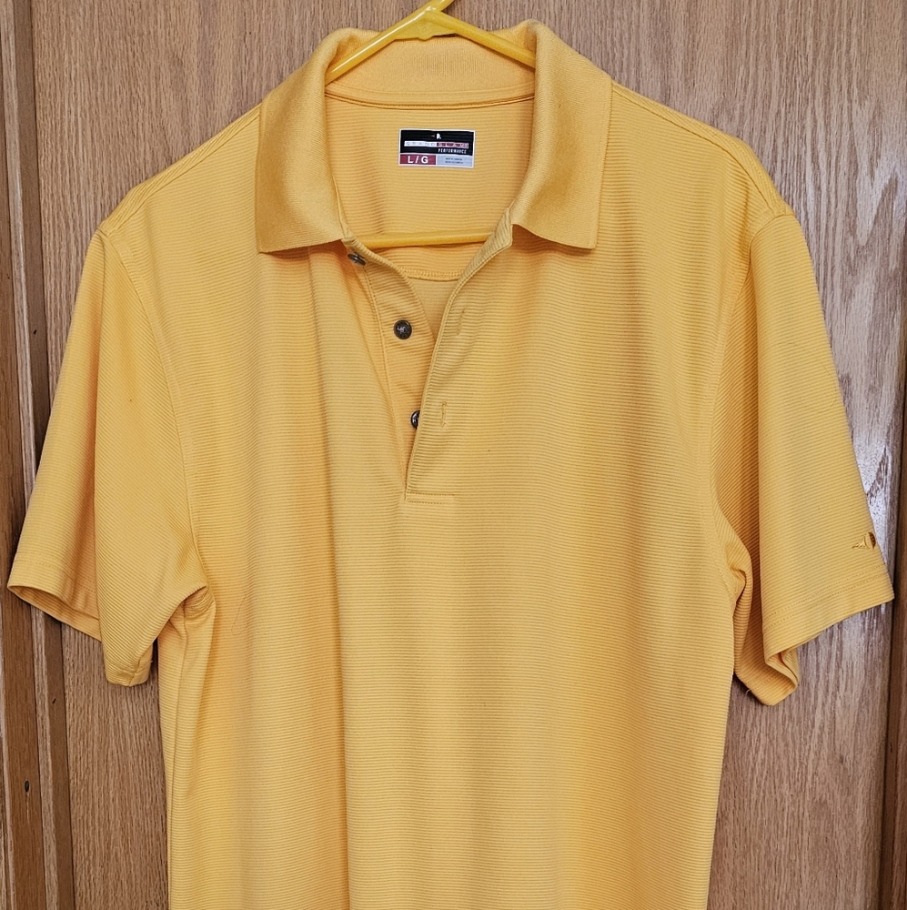 Grand Slam Performance Yellow Polo Shirt with Textured Fabric GOLF • CASUAL